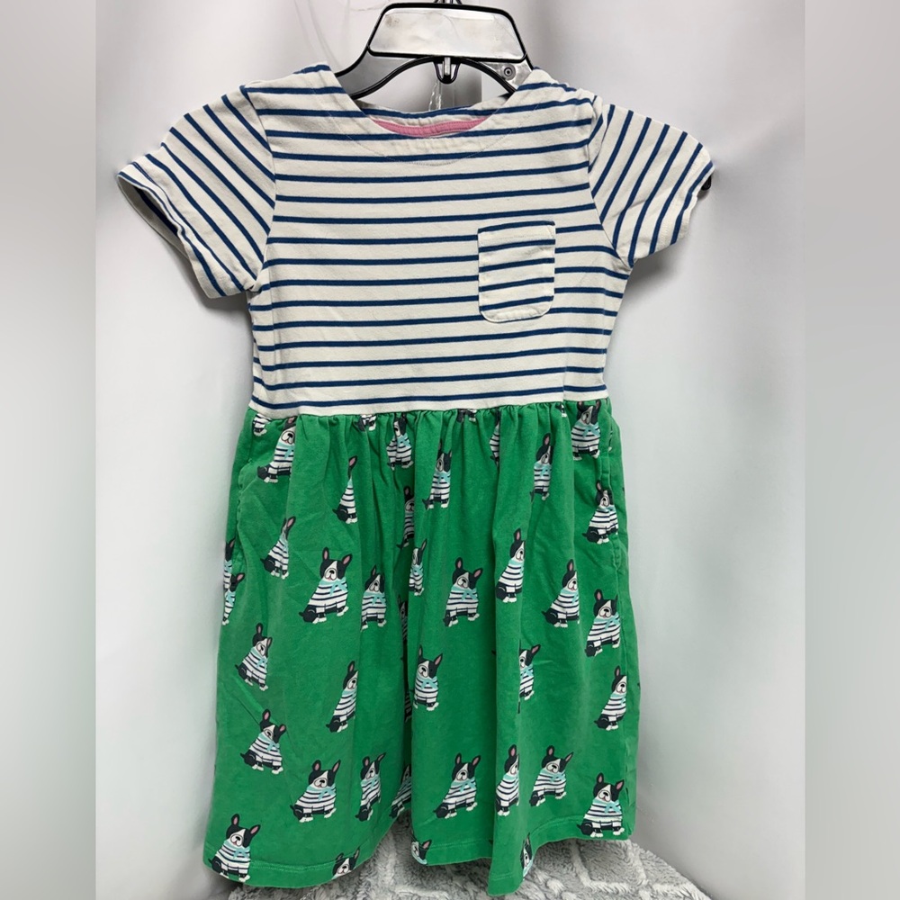 Mini Boden Blue Striped and Green Patterned Dress 9-10 year